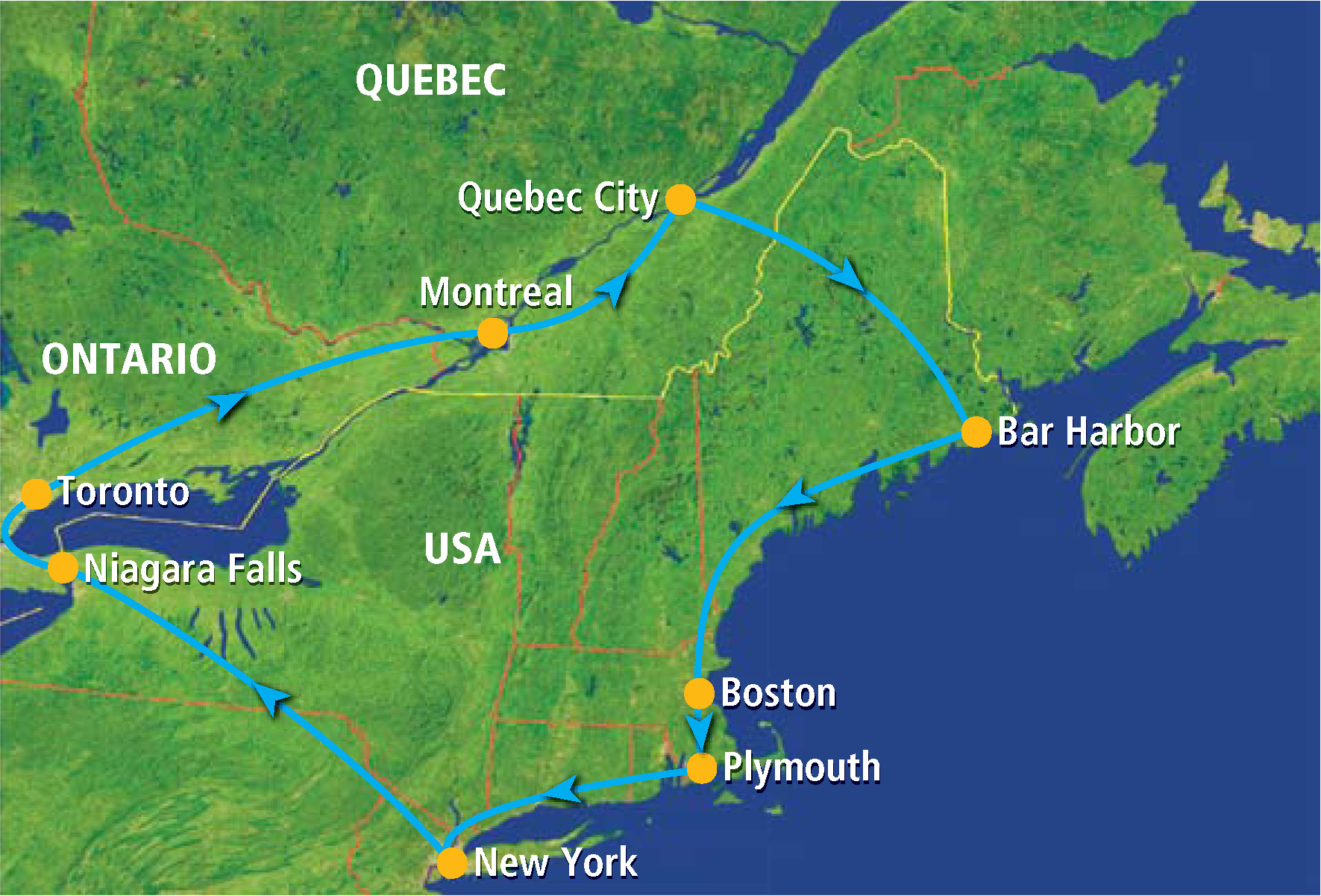 Mapa de la ruta Heritage Trail