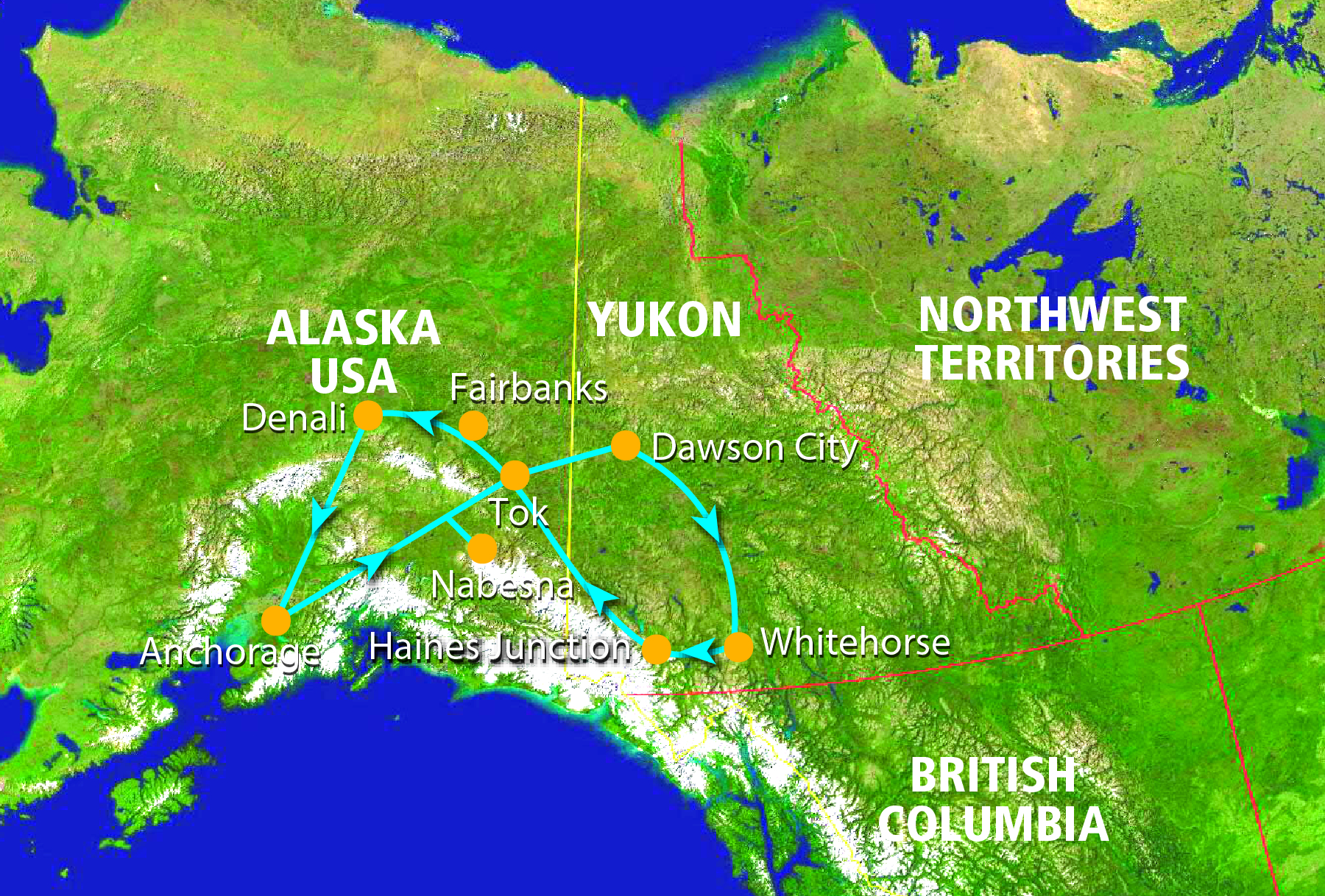 Mapa de la ruta Aventura Rocosas Canadienses